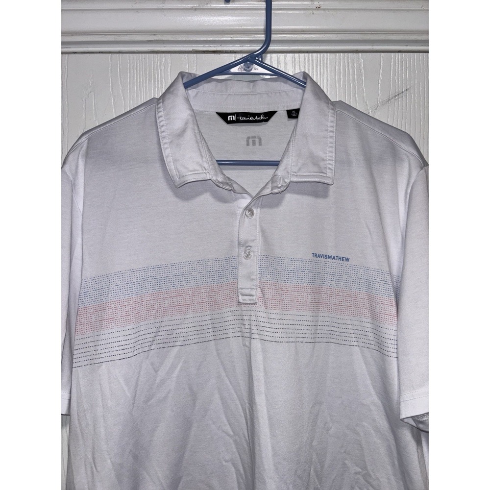 Travis Mathew Mens White Golf Polo Shirt Short Sleeve Athletic Casual XL